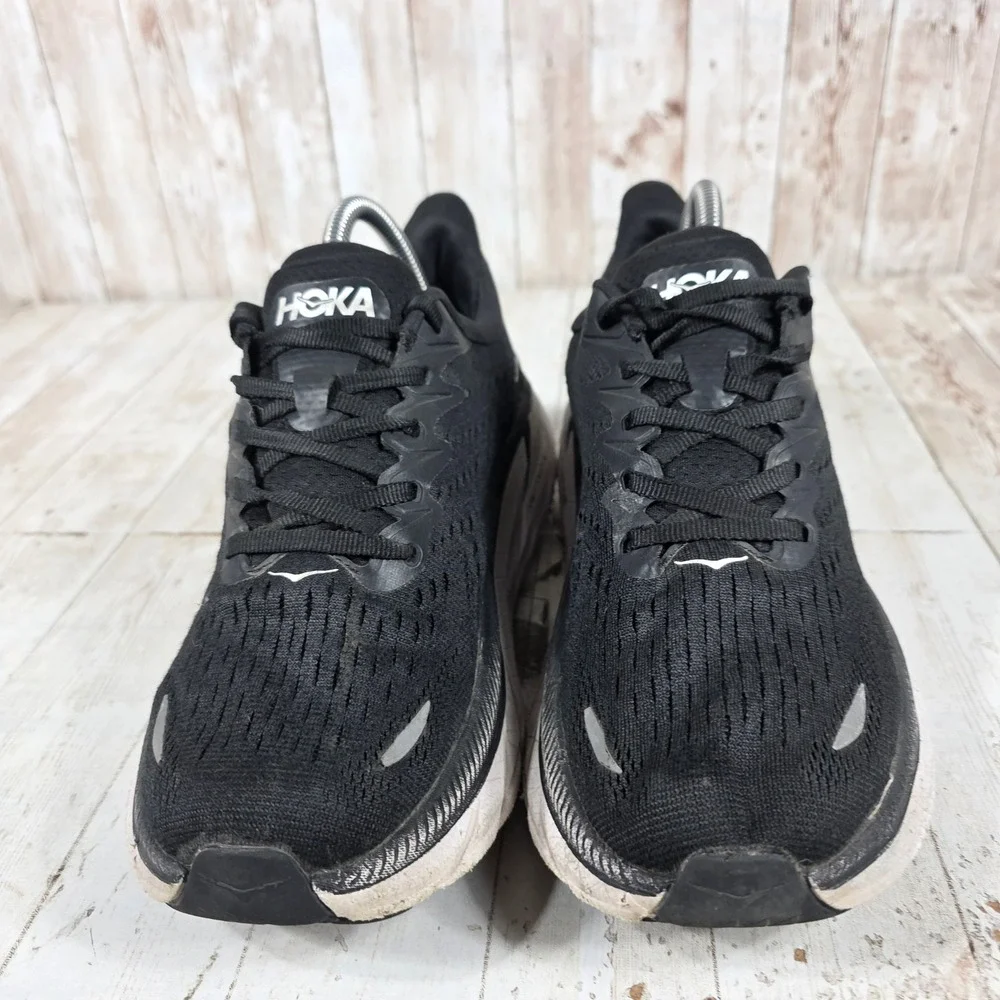 Hoka One One Clifton 8 Mens Running Shoes Black White 1121375 BWHT Size 8D